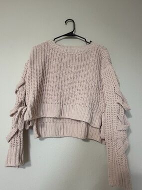 Pale Pink Chunky Crewneck Sweater